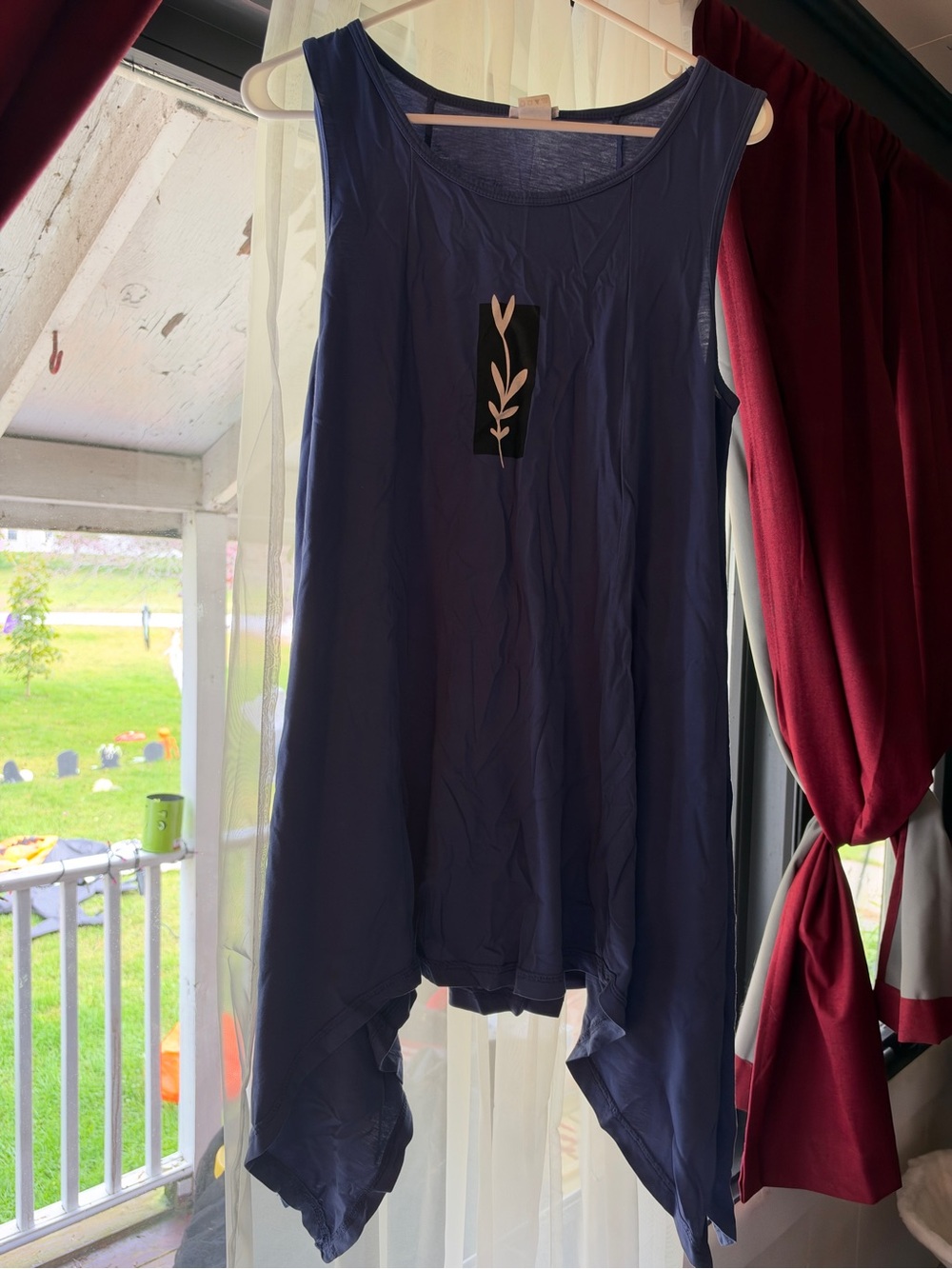 Indigo Navy Blue Sleeveless Handkerchief Hem Tunic